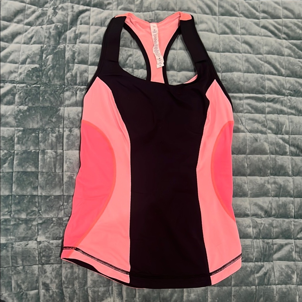 Lululemon Black and Pink Racerback Tank Top
